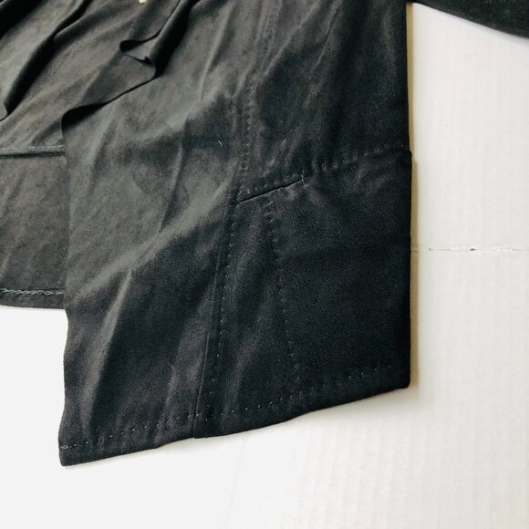 Max Studio Faux Suede Open Front Draped Jacket Black Size S Pocket Stretchy - Picture 6 of 15
